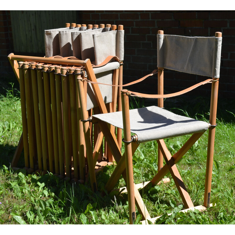 Vintage Safari Folding Chairs by Mogens Koch for Interna Denmark 1960s