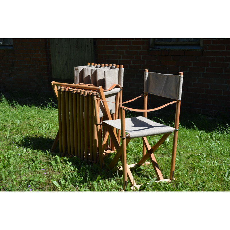 Vintage Safari Folding Chairs by Mogens Koch for Interna Denmark 1960s