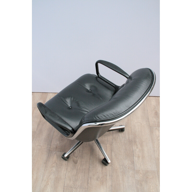 Fauteuil vintage en cuir noir 1980