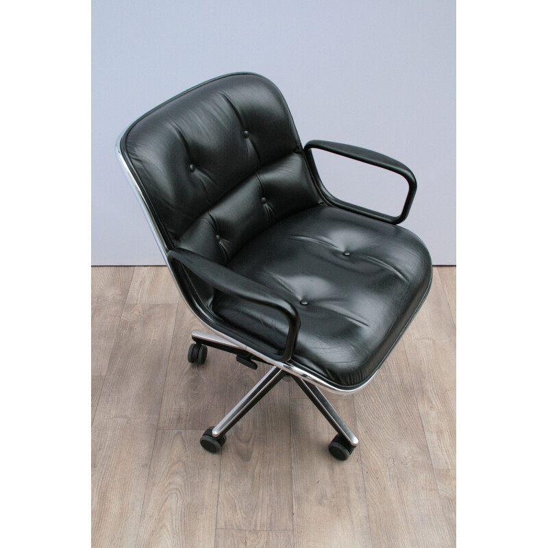 Fauteuil vintage en cuir noir 1980