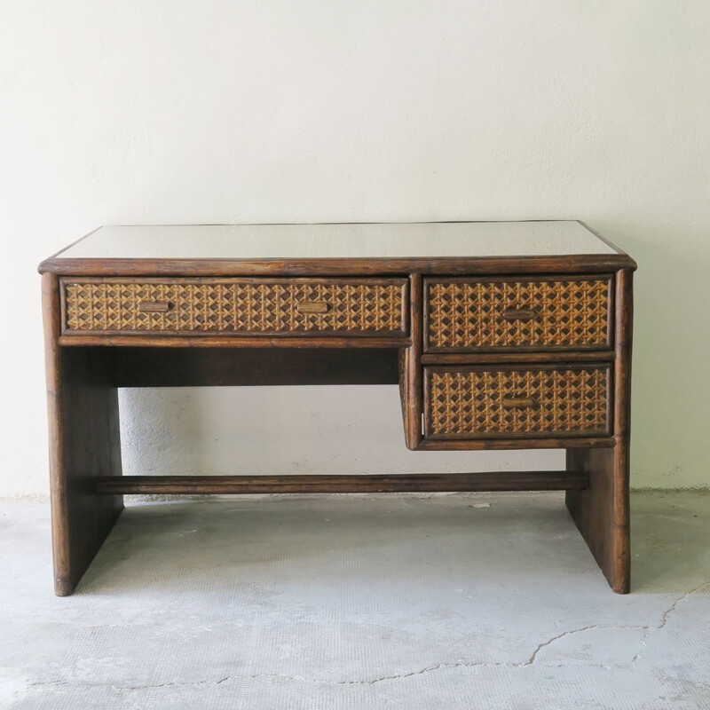 Vintage caning desk 1970s