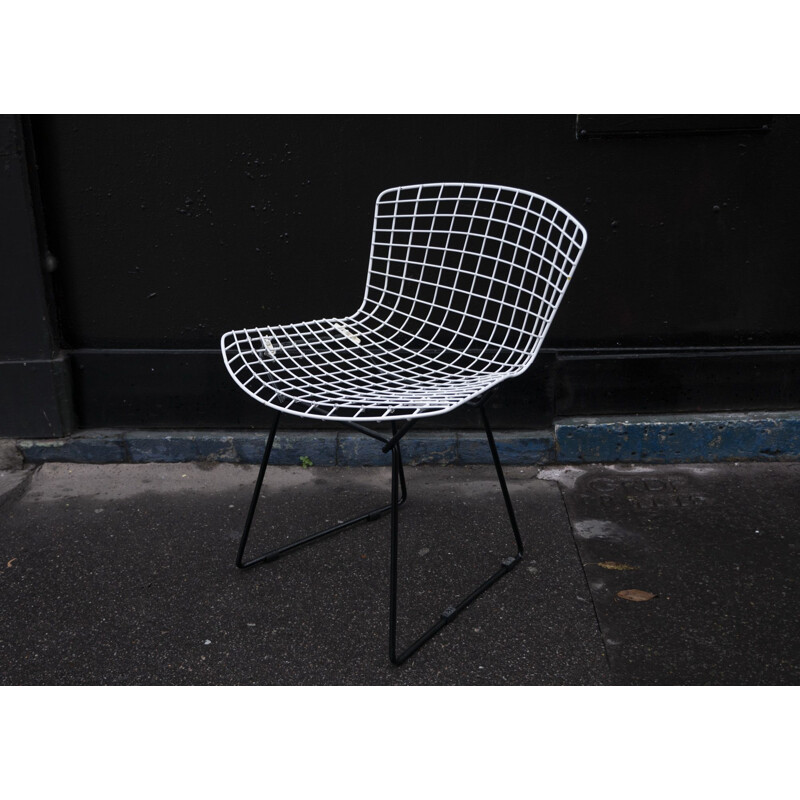 Vintage Harry Bertoia Knoll Wire Black and White Chair 1960s