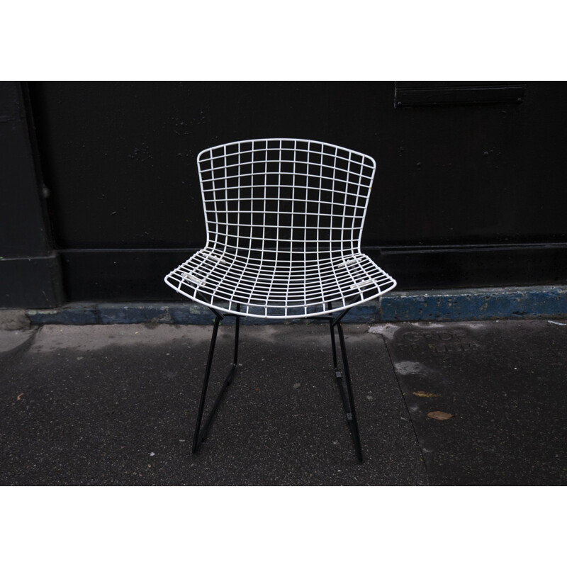 Vintage Harry Bertoia Knoll Wire Black and White Chair 1960s