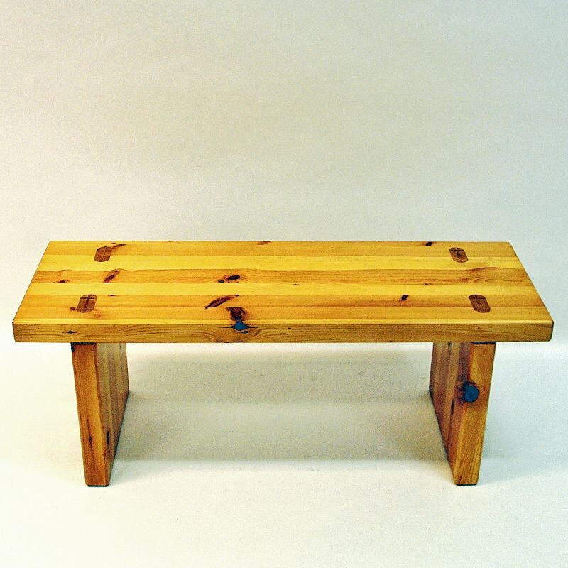 Vintage solid Pine bench Roland Wilhelmsson Sweden 1970s