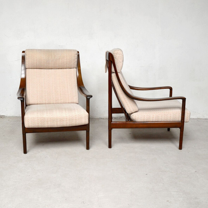 Paire de fauteuils vintage en palissandre par Wilhelm Knoll 1960