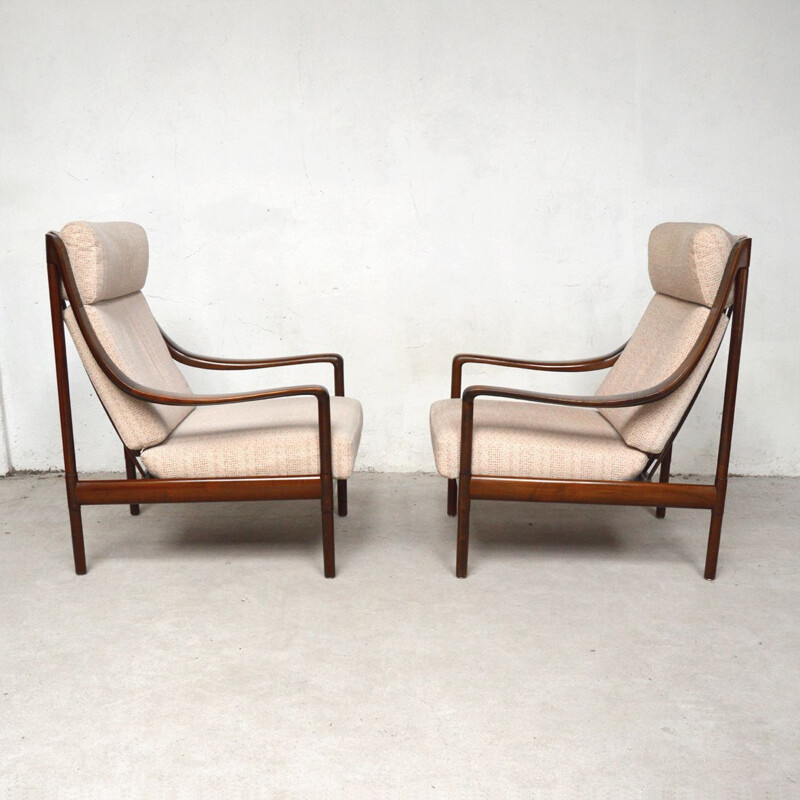 Pair of vintage rosewood armchairs by Wilhelm Knoll 1960s
