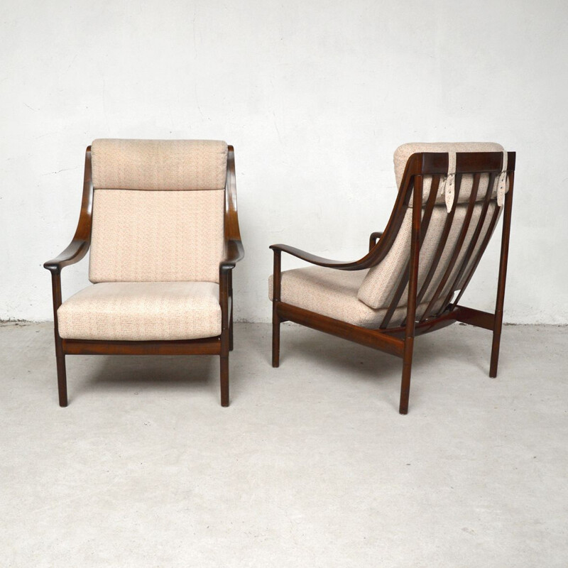 Pair of vintage rosewood armchairs by Wilhelm Knoll 1960s