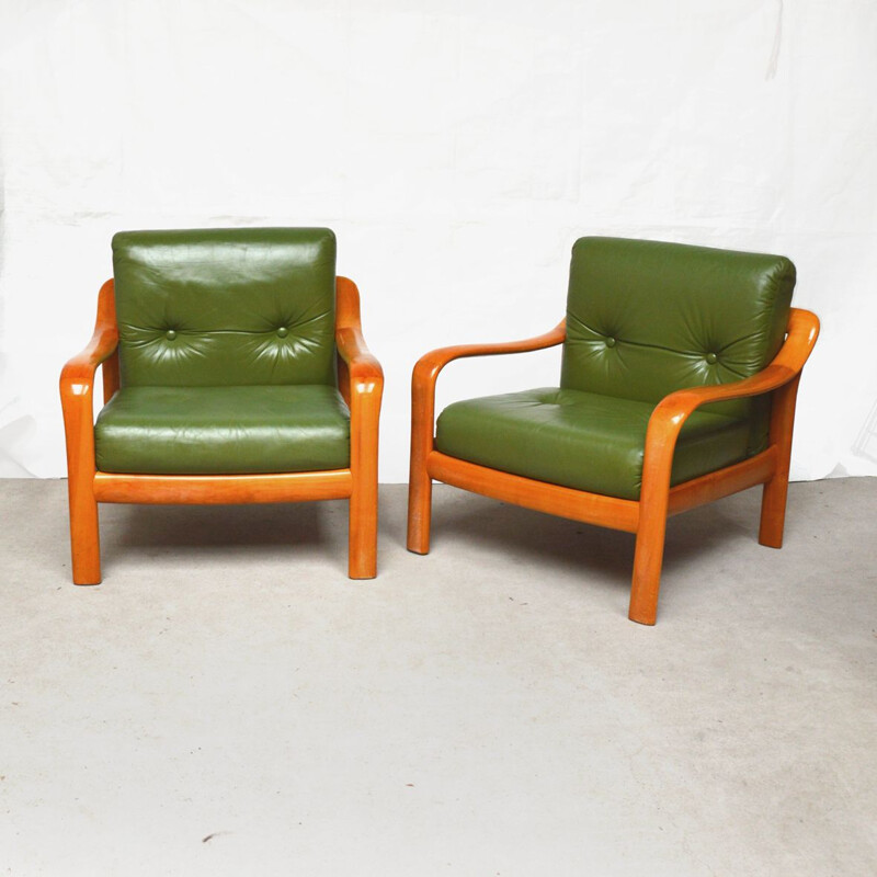 Paire de fauteuils vintage scandinave en merisier par Wilhelm Walter Knoll, Allemagne 1960