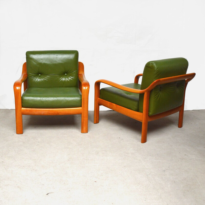 Pair of vintage Scandinavian cherry wood armchairs by Wilhelm Walter Knoll, Germany 1960
