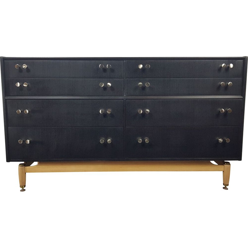 Vintage G-Plan Black Double Chest of Drawers 1960s