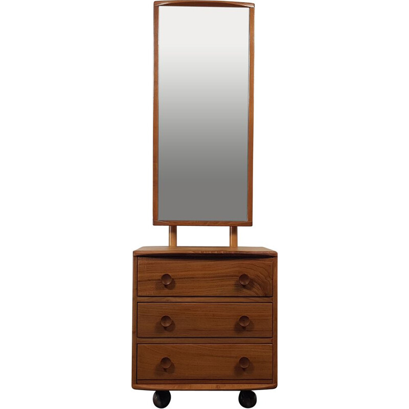 Vintage Ercol Cheval Mirror with 3 Drawers 1960s