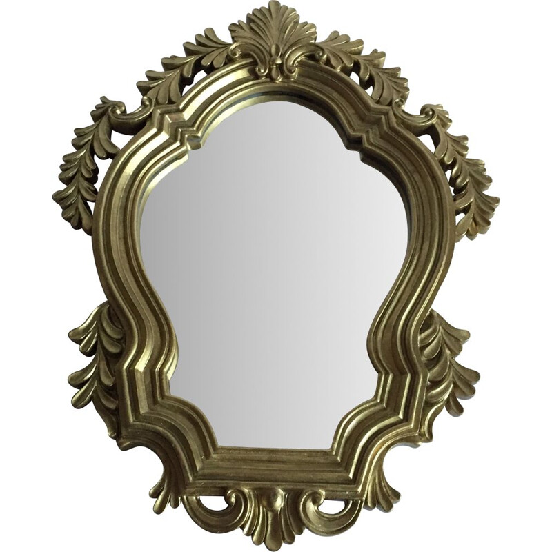 Vintage Rockery mirror in golden resin