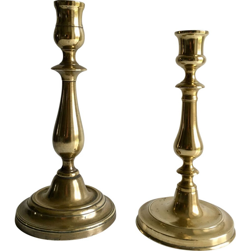 Pair of vintage brass candleholders