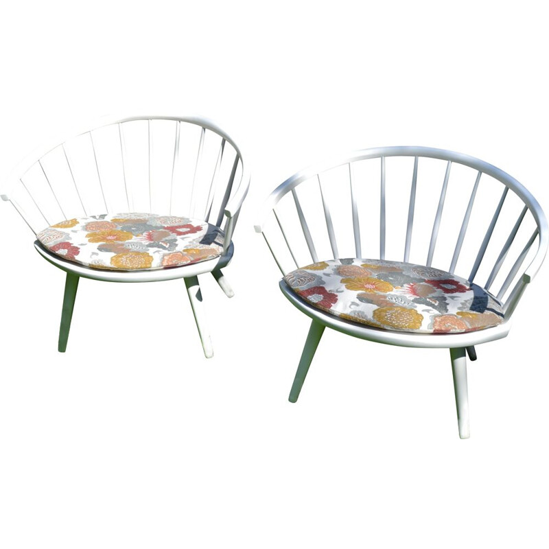 Pair of vintage Model Arka Easy Chairs by Yngve Ekström for Stolab 1950s