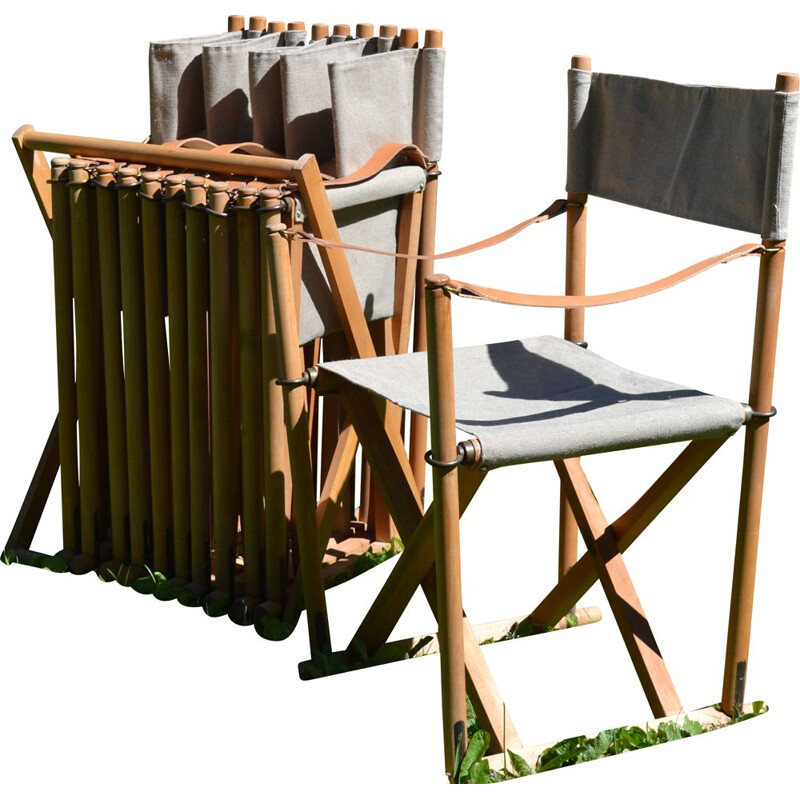 Vintage Safari Folding Chairs by Mogens Koch for Interna Denmark 1960s