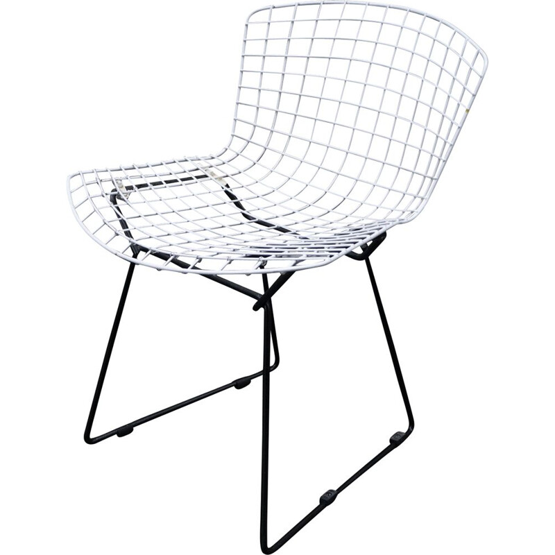 Vintage Harry Bertoia Knoll Wire Black and White Chair 1960s