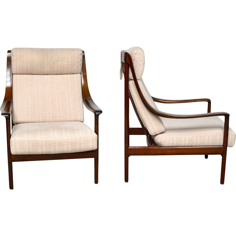 Pair of vintage rosewood armchairs by Wilhelm Knoll 1960s