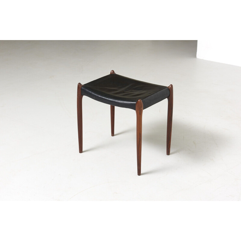 Vintage Leather Stool by Niels O. Moller for J.L. Mollers Mobelfabrik Denmark 1950s