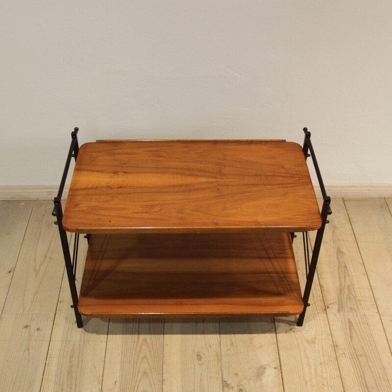 Sofa Table in metal and mahogany - 1970s