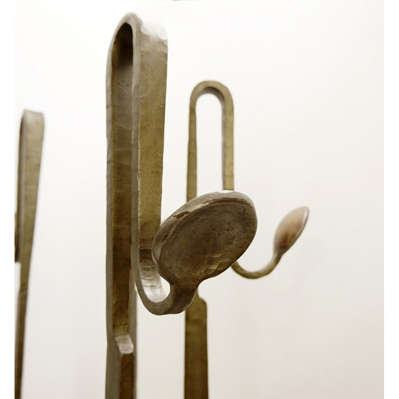 Vintage wrought iron coat rack brutalist