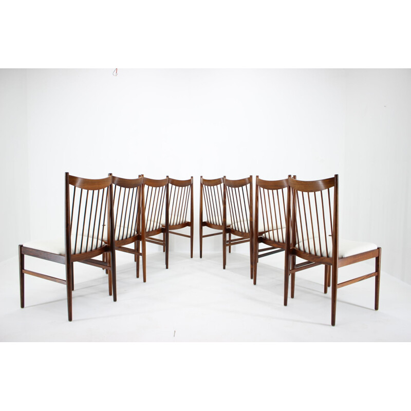 Set van 8 vintage Arne Vodder rozenhouten stoelen Denemarken 1960
