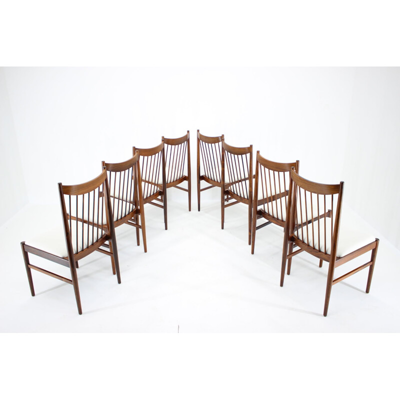 Set van 8 vintage Arne Vodder rozenhouten stoelen Denemarken 1960