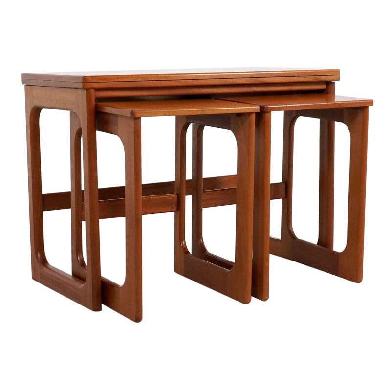 Set of 3 McIntosh nesting tables in teak and brass - 1970s