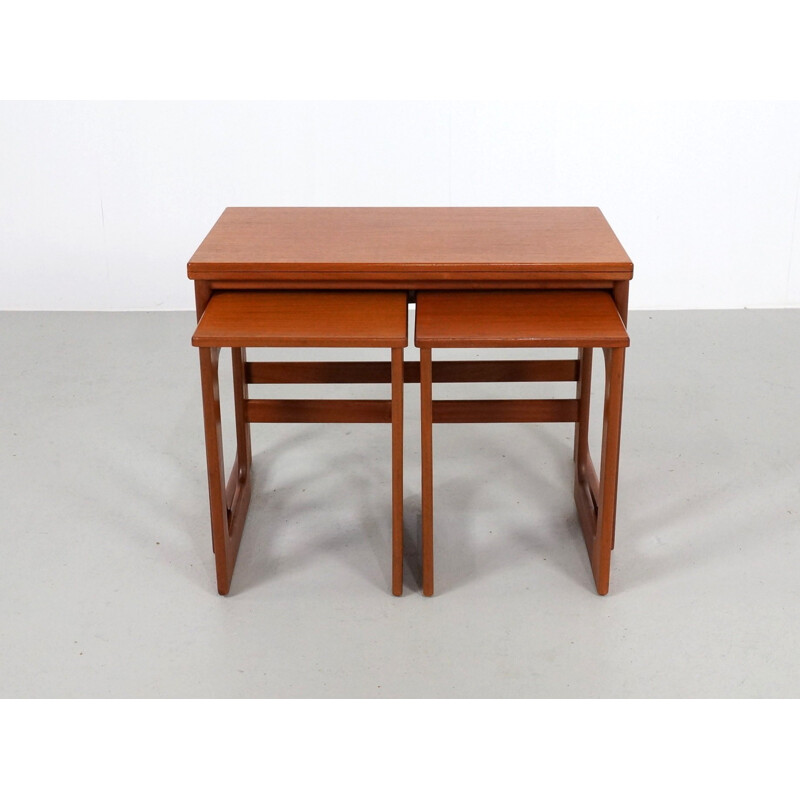 Set of 3 McIntosh nesting tables in teak and brass - 1970s