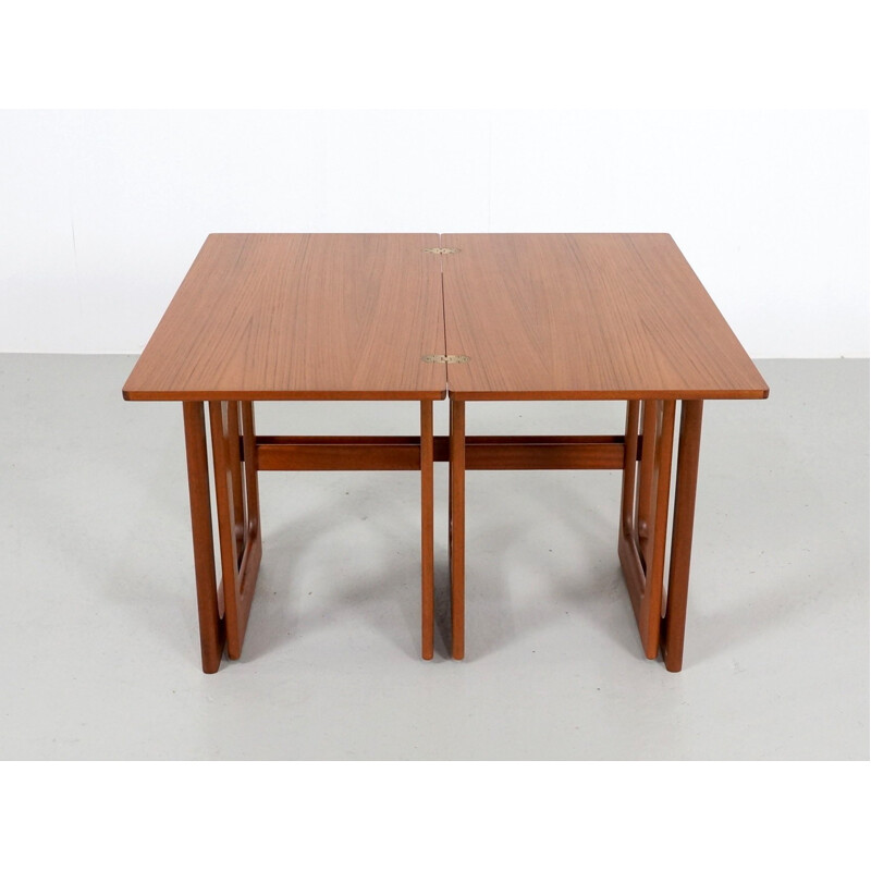 Set of 3 McIntosh nesting tables in teak and brass - 1970s