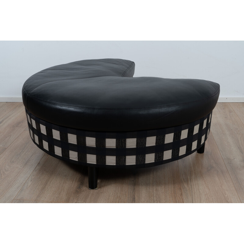 Vintage Checkered and leather Sofa by Wittmann