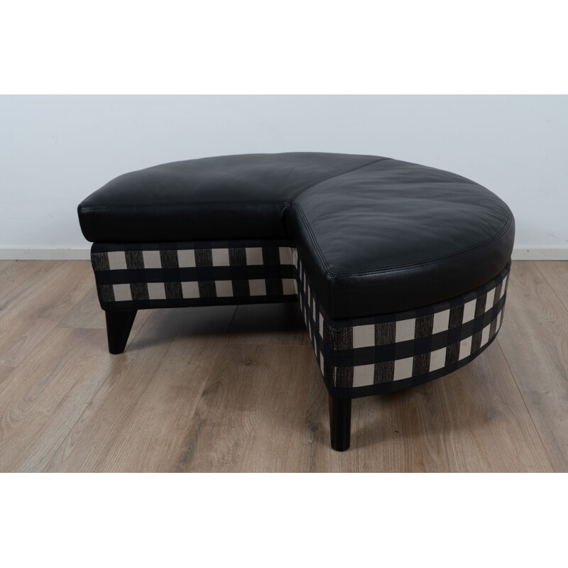 Vintage Checkered and leather Sofa by Wittmann