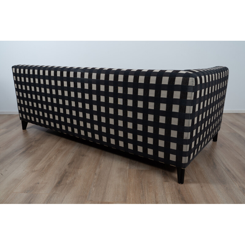 Vintage Checkered and leather Sofa by Wittmann