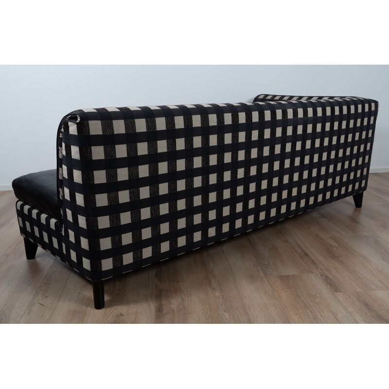 Vintage Checkered and leather Sofa by Wittmann