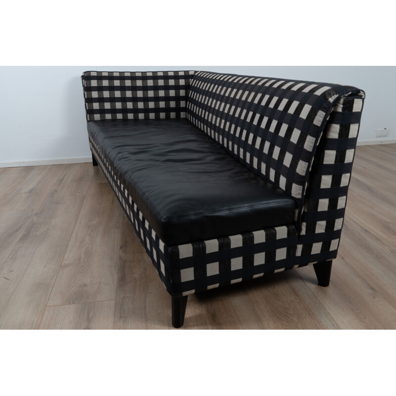 Vintage Checkered and leather Sofa by Wittmann