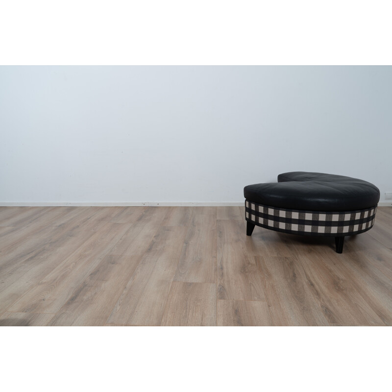 Vintage Checkered and leather Sofa by Wittmann