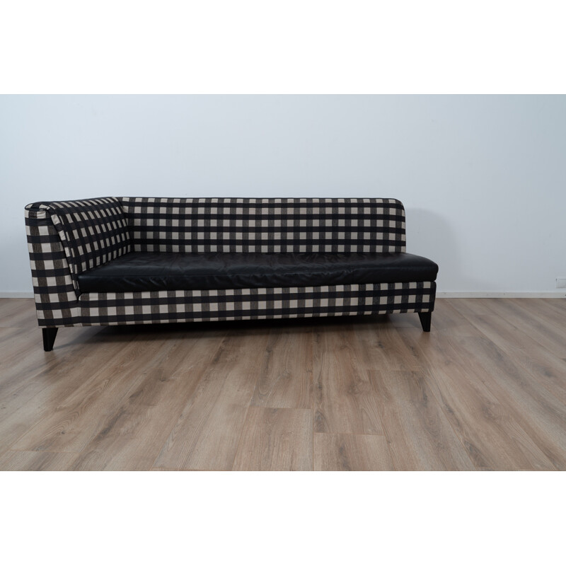 Vintage-Sofa mit Karomuster und Leder von Wittmann