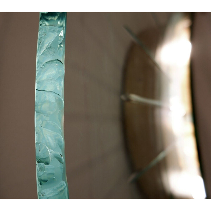 Vintage glass and brass sunlit mirror, Italy