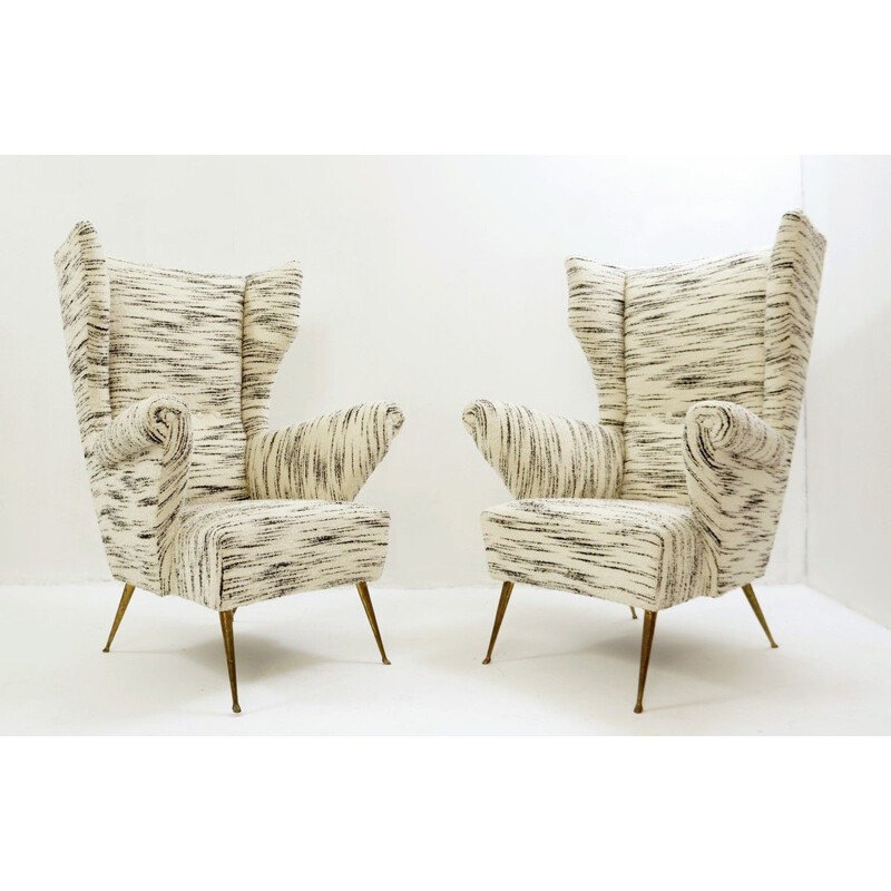 Pair of vintage High Back Armchairs Italy