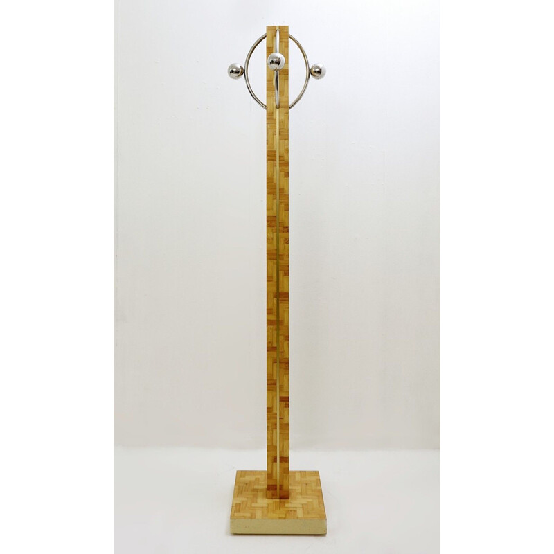 Vintage wood and metal coat rack, Italy