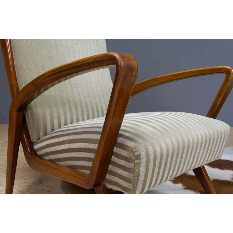 Pair of vintage Chairs in Walnut and Velvet by A.A.Patijn Art Deco 1950s