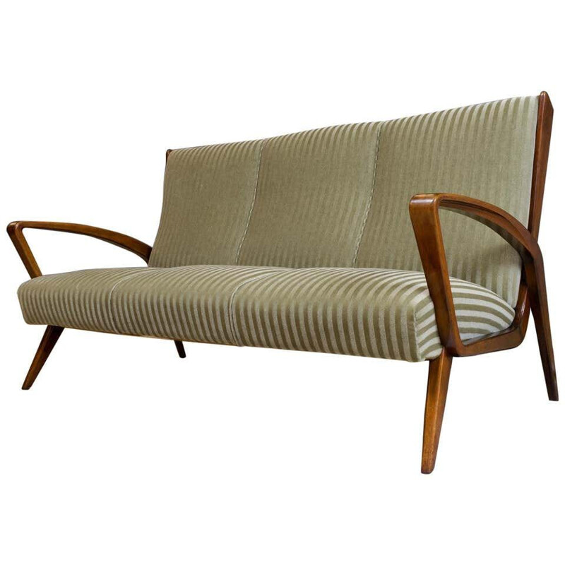Vintage Art Deco Classic High Back Sofa by A.A.Patijn for Zijlstra Walnut Frame 1950s