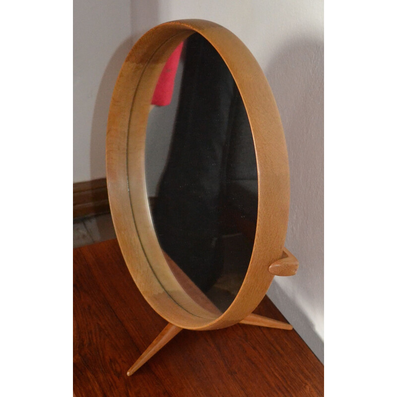 Vintage framed wooden mirror by Uno and Osten Kristiansson for Luxus, Sweden 1960