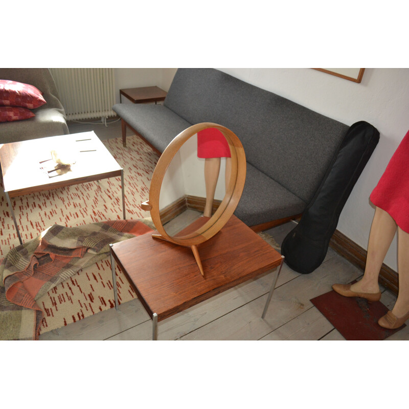 Miroir vintage en bois encadré par Uno et Osten Kristiansson pour Luxus, Suède 1960