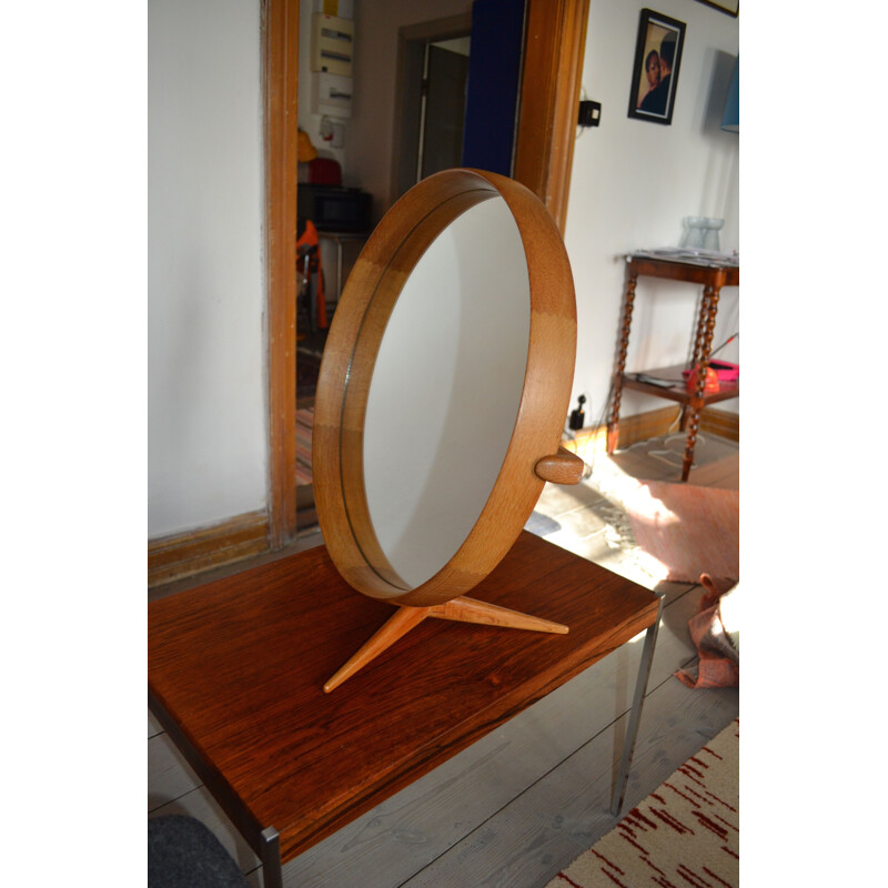 Vintage framed wooden mirror by Uno and Osten Kristiansson for Luxus, Sweden 1960