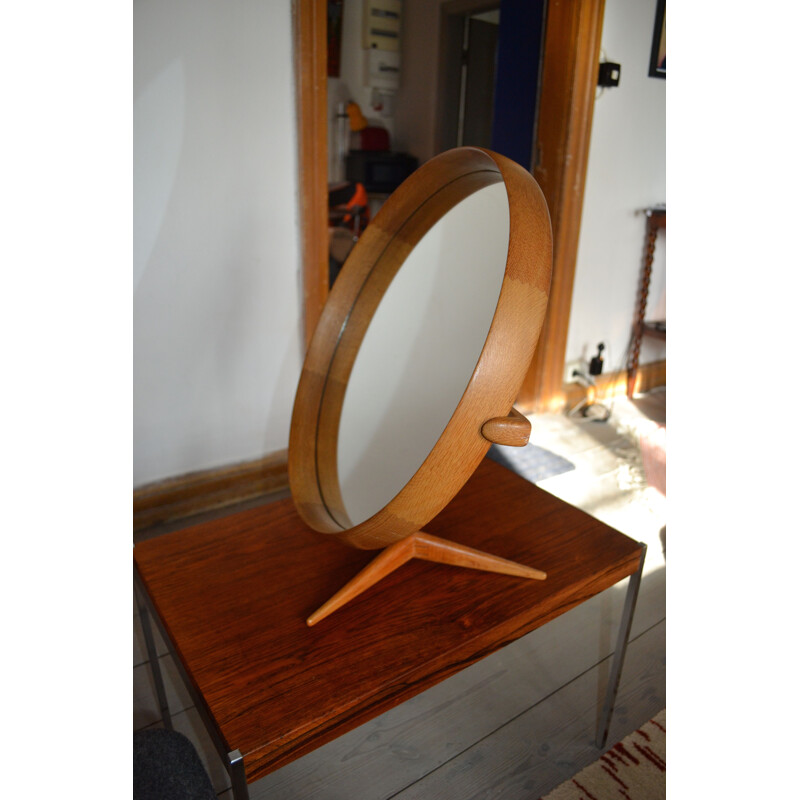 Vintage framed wooden mirror by Uno and Osten Kristiansson for Luxus, Sweden 1960