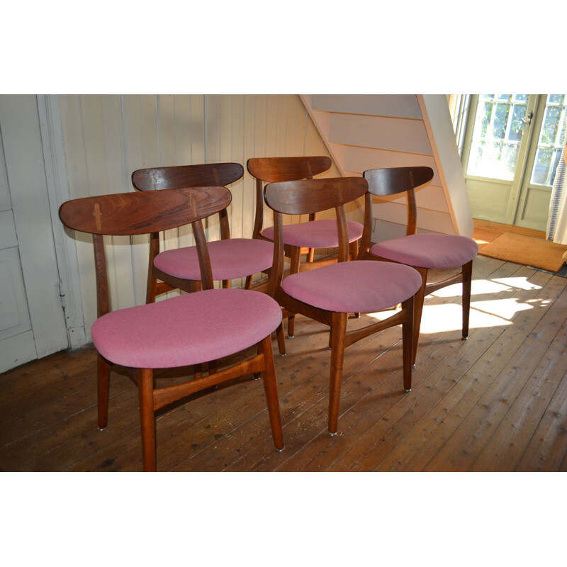 Set of 5 vintage Dining Chairs by Hans J. Wegner for Carl Hansen & Son 1956s