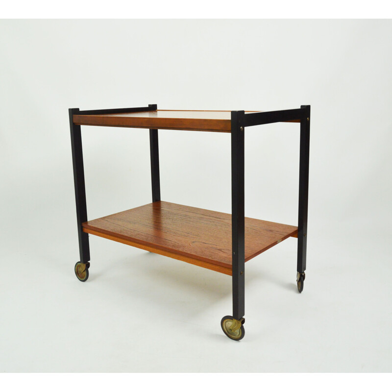 Vintage Teak bar on wheels 1970s