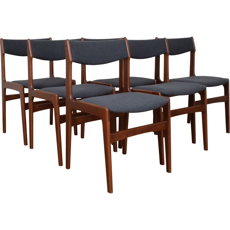 Set of 6 vintage Mid-Teak Dining Chairs by Erik Buch Denmark 1960s