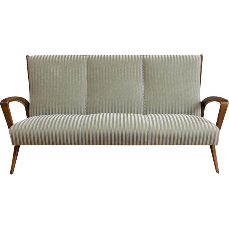 Vintage Art Deco Classic High Back Sofa by A.A.Patijn for Zijlstra Walnut Frame 1950s