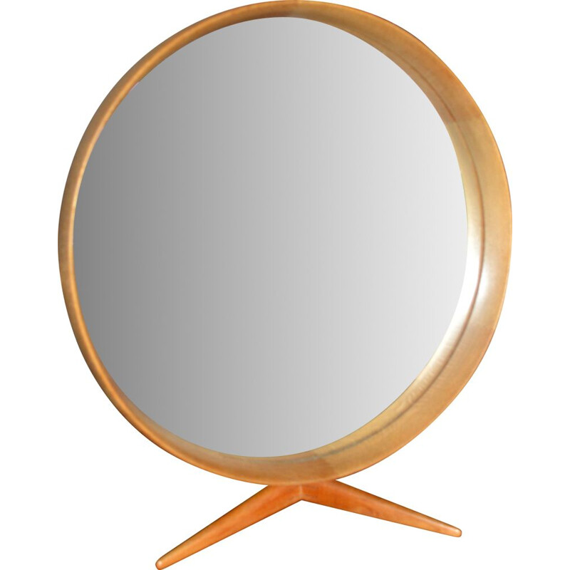 Vintage framed wooden mirror by Uno and Osten Kristiansson for Luxus, Sweden 1960